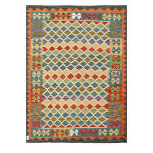 Alfombra Kilim de Maimana, Afganistán, 210 x 147 cm, Juego de Alfombras - Product Image 1