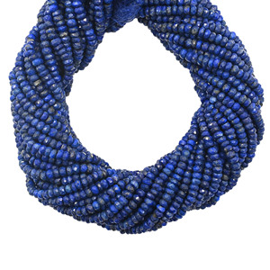 Perles de pierres précieuses en Lapis Lazuli bleu facetté, forme Rondelle 3-4mm, brin de 13 pouces, Pierre de naissance de septembre, Signe du zodiaque Sagittaire Vierge - Product Image 1