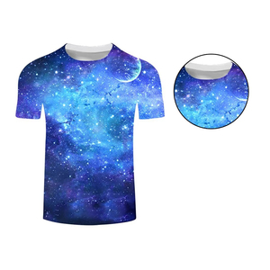 Camiseta con estampado de galaxia para hombre, manga corta, cuello redondo, diseño de estrellas espaciales y luna, ropa informal - Product Image 3