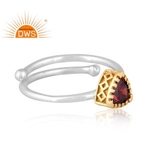 แหวนเรียงซ้อนโกเมนธรรมชาติทำด้วยมือแหวน925ชั้นดีดีไซน์จากผู้ผลิตเครื่องประดับ - Product Image 3