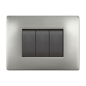 Placca Life Q Modello Living in Acciaio Satinato 4 Posti - Product Image 1