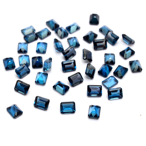 Pierre taillée octogonale en topaze bleue AAA + Londres | 6x8mm Octo à facettes véritable topaze pierre précieuse | Pierres de fabrication de bijoux en vrac - Product Image 2