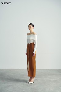 Estilo único AUDREY LÁPIZ Falda de mujer de alta calidad 45% Rame 55% Poliuretano Negro Marrón Falda plisada Abertura frontal - Product Image 3