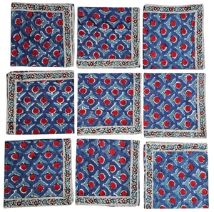 Servilleta India Tradicional Estampada a Mano 100% Algodón, 16 Pulgadas X 16 Pulgadas, Cuadrada, Reutilizable, Diseño Floral con Borde - Product Image 2