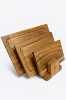 Rechthoekige bamboe snijplank set van 3 stuks met houder, 1,5 cm dik, natuurlijke houtkleur, duurzaam, duurzaam & makkelijk schoon te maken KSN