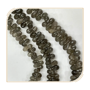 AAA de alta calidad, piedra lunar gris Natural, Briolette, lágrimas, hebra de 8 pulgadas, cuentas sueltas facetadas aproximadas de 5-6mm - Product Image 1