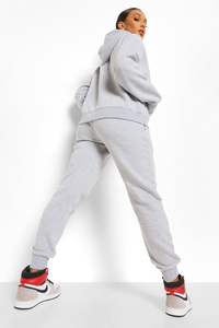 High Demand <b>Grey</b> Solid Embroidered Eco-Friendly Winter Casual Women's 2-Piece Fleece Hooded Tracksuit Set Breathable <b>Hoodie</b> - Product Image 4