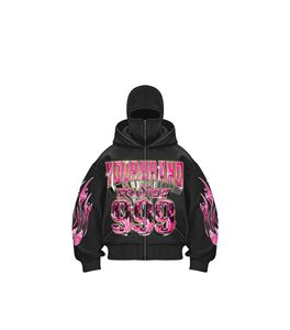 2025 Customized Streetwear Baggy Hoodie and Stacked Pants Set Acid Wash Tracksuits Boys DTG Printed Cropped Flared Sweat suits - Product Image 3