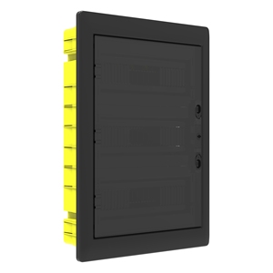 Caja de Distribución ABS con Capacidad para 45 MCB, 390x535x107 mm, IP40, Montaje Empotrado, Carcasa Amarilla, Marco Negro, POLI 019 - Product Image 2