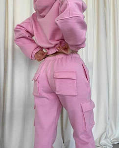 ชุดเซ็ตเสื้อฮู้ดและกางเกงขายาวทรงคาร์โก้ผ้าฝ้ายเฟรนช์เทอร์รี่ 3 ชิ้น แบบยูนิเซ็กซ์ ปักลาย ล้างสีแบบแอซิดวอช ชุดวอร์ม ไซส์พลัส - Product Image 3