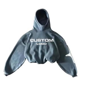 Sudadera con capucha recortada al por mayor para mujer, ropa de calle de moda con estampado de logotipo personalizado y cuello con capucha, ropa de punto corto para invierno - Product Image 5