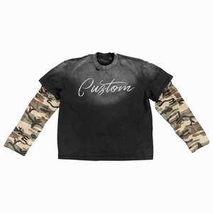 เสื้อยืดโอเวอร์ไซส์ผู้ชายแบบสั่งทำพิเศษ ผ้าคอตตอนหนา 240 กรัม เสื้อยืดแขนยาวสองชั้น สำหรับผู้ชาย แฟชั่นสตรีทแวร์ - Product Image 5