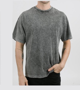 Camiseta Formal de punto con lavado ácido teñido liso de alta calidad, secado rápido, Vintage, transpirable, venta al por mayor - Product Image 6