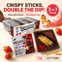 CrispStick 3-in-1 Gummy Candy Sticks 12g Biscuit met Suiker Prebiotic Chocolade Aardbei Jam Groothandel 30 stuks doos