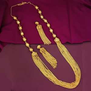 อินเดียผู้ค้าส่งเครื่องประดับชุบทองโลหะขนาดใหญ่ลูกปัดหลายชั้นสร้อยคอโซ่โซ่ขนาดใหญ่พู่ต่างหูชุดสําหรับผู้หญิง - Product Image 3