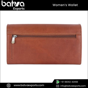 Qualité supérieure Femmes Vintage Logo Motif En Cuir Véritable Long RFID Blocage Bouton Portefeuilles À La Mode Polyester - Product Image 3