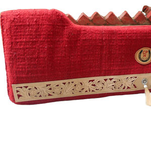 Navajo Style Western <b>Saddle</b> <b>Pad</b> Assorted Colors with Indian Wool and Felt Fur Underlining Tassel Accentuated Contour Shape - Product Image 1