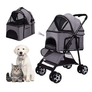 Carrito para mascotas con estructura de acero y freno de rueda fuerte, fabricante estándar, duradero, de alta calidad, estilo cochecito para mascotas - Product Image 1
