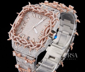 Gran oferta, reloj de oro rosa completamente helado, auténtico diamante natural para coleccionistas y entusiastas de la moda disponible para la venta - Product Image 4