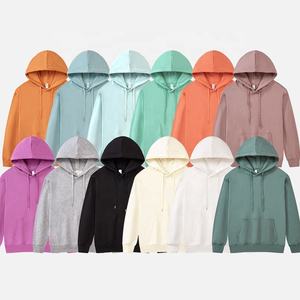 Hombres Mujeres Unisex 330gsm Algodón French Terry Pullover Hoodie Oem Logotipo personalizado Impreso Causal Sudadera con capucha Sudaderas con capucha lisas - Product Image 2