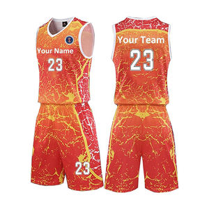 Kit de uniforme Atlético cómodo personalizado, camiseta de baloncesto estampada, conjunto de pantalones cortos para entrenamiento deportivo en equipo y partidos de liga escolar - Product Image 6