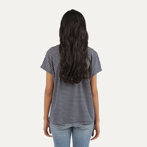 T-shirts à manches courtes rayés de haute qualité pour femmes été respirant coupe ample Logo personnalisé et Service OEM écologique - Product Image 3