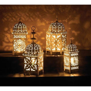 Diseño de recorte de hierro negro Linterna marroquí Juego de 3 Ramadán Eid Decoración Lámpara Mesa Lámpara marroquí decorativa - Product Image 6