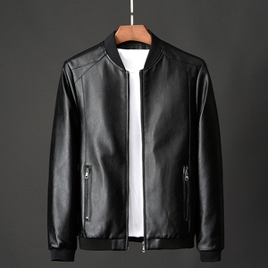 <b>Men's</b> Leather <b>Jackets</b> Solid Color Casual PU <b>Jackets</b> for <b>Men</b> Autumn Winter Plus Size Fashion Zipper <b>jacket</b> for <b>men</b> - Product Image 3