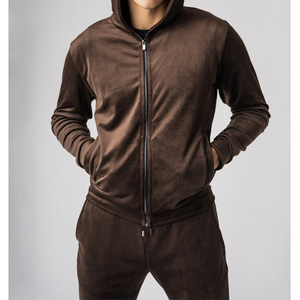<b>Velour</b> <b>Tracksuit</b> Mens 2 Piece Velvet Zipper Jacket Drawtsring Waistband Sweatpants Sweatsuits Set Casual Outfits - Product Image 5