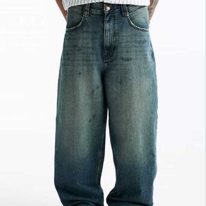 Pantalones vaqueros de corte regular rectos holgados clásicos de diseño personalizado de alta calidad para hombres pantalones vaqueros altos para hombres a la venta - Product Image 1