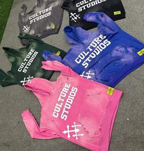 Vente en gros de sweats à capuche délavés à l'acide 100% coton pour hommes logo personnalisé sérigraphie poids lourd 500 GSM épaule tombante Streetwear hiver - Product Image 1