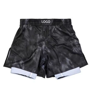 Pantalones Cortos de Lucha MMA Casuales de Algodón 100% de Alta Calidad Personalizados, Pantalones Cortos de Boxeo con Logotipo Personalizado para Hombres, Diseño 2 en 1 con Efecto Humo - Product Image 5