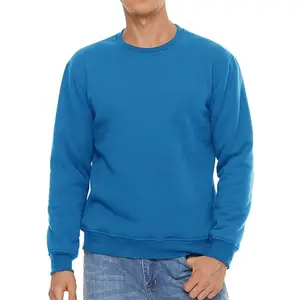 Jaket JUMPER kru Organik klasik SHERPA LINING kaus biru Pasifik