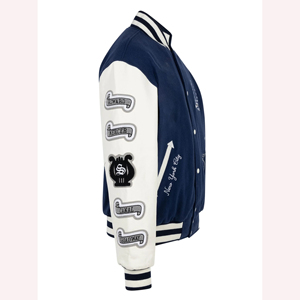 Vente en gros de blouson de baseball personnalisé pour homme blouson aviateur à manches en cuir pour le corps en laine logo brodé - Product Image 5