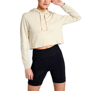 Women's Hooded Cropped <b>Hoodie</b> 100% Cotton Custom Logo Plus Size OEM Design Sportswear Autumn Summer Winter Puff Sleeve - Product Image 1