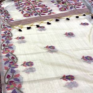 Sari VASTRA COTTAGE de Algodón Muga Suave Premium con Tejido Floral Multicolor Vibrante, Borde Elegante, Prenda Tradicional de Lujo - Product Image 5