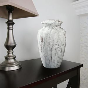Modern Design White Aluminum Adult Male and Female Burial Urns Handcrafted <b>Memorial</b> Cremation Ashes Sympathy Funeral Wholesale - Product Image 1