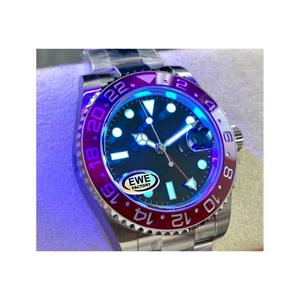 Reloj Mecánico de Lujo para Hombre, Resistente al Agua, con Esfera de Cerámica Roja y Azul, Logotipo Personalizado, Reloj Automático de Alta Gama - Product Image 1