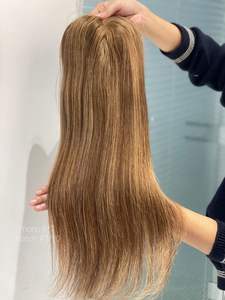 2024 Cuticule Aligné Balayage Ombre Toppers Vierge Européenne Remy Cheveux Soie Droite pour les Femmes Blanches - Product Image 4