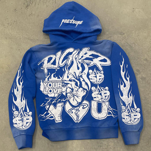 เสื้อฮู้ดพิมพ์ลายนูนสำหรับชายและหญิง, เสื้อแนวสตรีทแวร์ผ้าฝ้ายโอเวอร์ไซส์3D ลายพื้น - Product Image 4