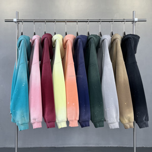 Sudadera con Capucha Personalizada de Corte Cuadrado, 360 Gsm, Dobladillo sin Rematar, Estilo Desgastado, Bordado, Lavado Ácido, para Hombre - Product Image 1