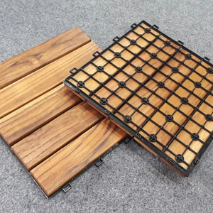 Dalles de terrasse contemporaines en bois d'acacia antidérapantes à emboîtement - Product Image 1