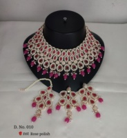 Parure de bijoux ethniques plaqués or rose antique avec zircon taille poire, collier ras-du-cou et pendentif, pour femme, idéal pour fiançailles, mariage, anniversaire ou soirée