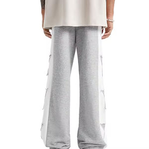 Pantalon de survêtement décontracté pour homme en coton 100% respirant, avec broderie et impression personnalisées effet vieilli - Qualité supérieure, Meilleures ventes - Product Image 4