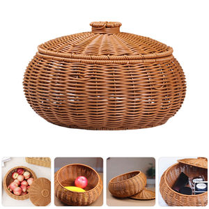 Cesta del Tesoro de ratán tejida a mano elegante solución de almacenamiento en forma de cúpula - Product Image 1