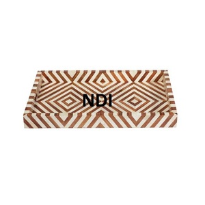 Bandeja de Servicio con Acabado en Nogal para Decoración de Mesa de Comedor en Hoteles y Hogares de Estilo Clásico, Bandeja para Servir en Bodas y Fiestas - Product Image 5
