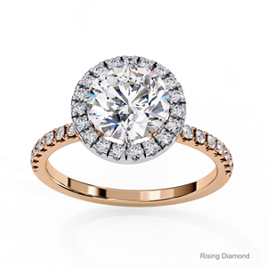 3,0 Ct Cut Lab Grown CVD Diamond Anillo de compromiso Estilo bohemio IGI Certified Yellow Gold Halo Set para su regalo de aniversario - Product Image 6