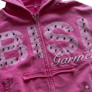 Sweat-shirts à fermeture éclair fabriqués en usine en gros, imprimés délavés, pierres, streetwear, hip-hop, mode, surdimensionnés, vintage, d'hiver - Product Image 6