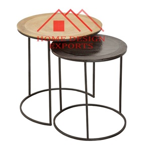 Meubles de table gigogne en métal faits à la main pour le bureau à domicile et l'hôtel ensemble décoratif de 2 accessoires de meubles - Product Image 2