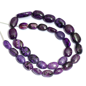 AAA + หินซูกิไลท์สีม่วงเข้ม10x12mm-12x20mm ลูกปัดนักเก็ตทรงไข่เรียบลูกปัดอัญมณีล้ำค่าเกรดพรีเมี่ยม Sugilite สำหรับเป็นเครื่องประดับ - Product Image 2